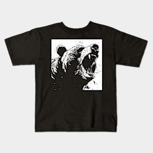 Roaring Grizzly Illustration - Grizzly Bear Kids T-Shirt